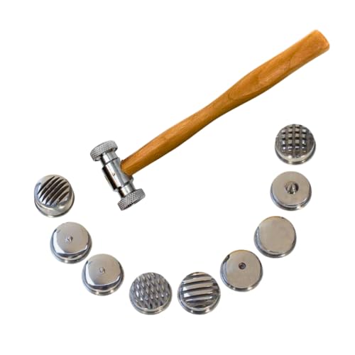 Texturing Hammer for Jewelry Making Dual Head with 9 Interchangeable Tips