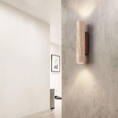 Applique murale LED travertin jaune avec double éclairage haut bas - 4