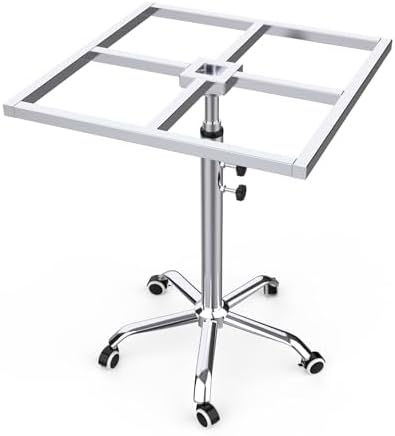 huyear Upgraded Movable Rotating Paint Rack with Wheels, Stable Lifting Spray Paint Rack Stainless Steel 360 Degrees Rotating Paint Stand for Spraying Door and Car Body, Silver