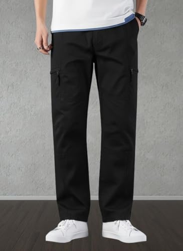 Image of Men's Cargo Pants | Casual Cotton Cargo Trousers for Men | Regular Fit Multi Pocket Outdoor Travel Pants | Stylish Comfortable Casual Bottom Wear for Men