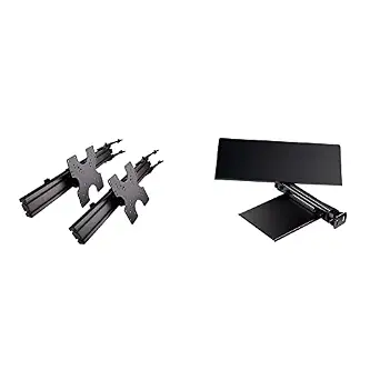 Next Level Racing Elite Freestanding Triple Monitor Stand Add-On Carbon Grey and F-GT Elite Keyboard and Mouse Tray