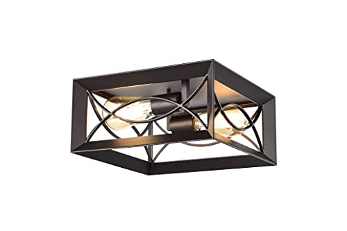 Bestshared Industrial Flush Mount Lighting Fixture, Farmhouse Flush Mount Close To Ceiling Lights, Farmhouse Flush Mount Ceiling Light For Kitchen Bedroom Hallway Stairway Entryway (Oil Rubbed Bronze) #TOP8