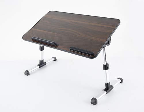 ラップデスク 折りたたみテーブル ミニテーブル「安定性強化版」机 ローテーブル ベッドテーブル ノートPCパソコンテーブル ちゃぶ台 角度 高さ調整 引き出し付き 40kg荷重 脱着不要 表面PVC革加工 軽量 勉強 子供食事 (クルミ:52*30cm)