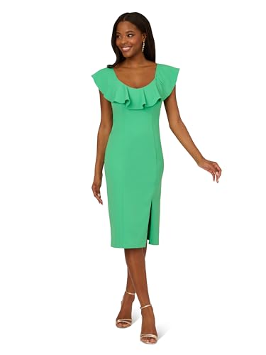Image of Adrianna Papell Women's Knit Crepe Ruffle MIDI Dress