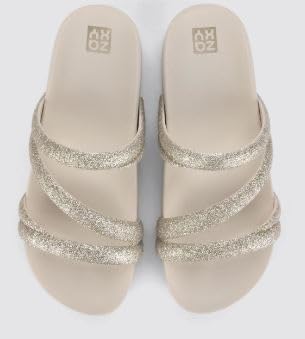 Tamanco Feminino Zaxy Glitter Off-white 36