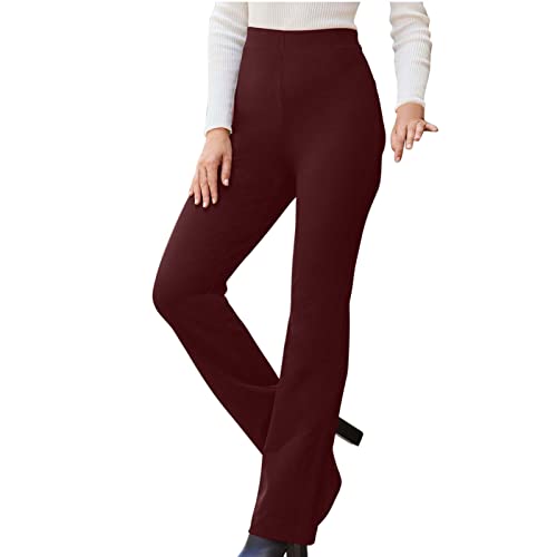 Prime of Day Deals Today 2024 Spring Clothes for Women 2024 High Waist Dress Pants for Women Fashion 2024 Straight Leg Slack Pant Stretchy Business Casual Work Trousers Womens Capri Pants Wine M