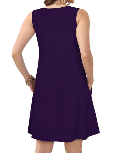 Image of JOLIGAL Womens Summer Dresses Casual Sleeveless Tshirt Sundress Beach Cover Up with Pockets Loose Tank Dress 2026
