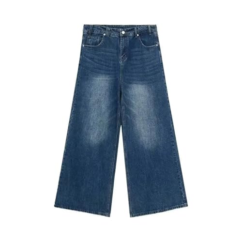 Men's Straight Casual Wear Loose Wide Leg Jeans Fashion Old Blue Washed Jeans with Pockets3