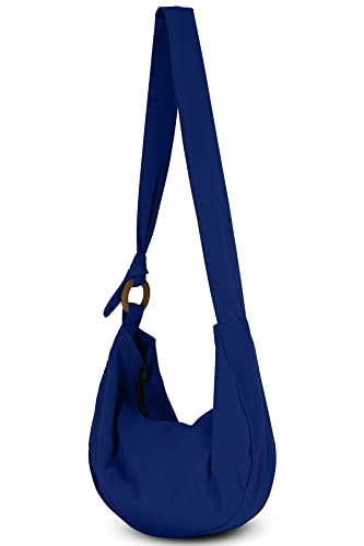 Image of Hobo Crossbody Bag for Women - Handmade Cotton Boho Purse with Wooden Ring | Lightweight Slouchy Shoulder Sling Tote Bag