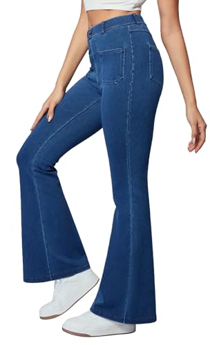 Heathyoga Bell Bottom Jeans for Women Stretchy Flare Jeans for Women Trendy High Waist Bootcut Jeans Jeggings Tummy Control Light Blue