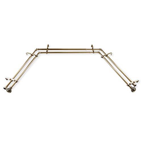 13/16' Nathan Bay Window Double Curtain Rod 20-36', 38-72' - Antique Brass