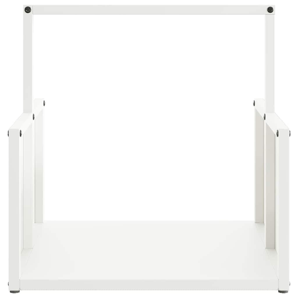 Estantería para leña blanca de acero laminado en frío, 40 x 40 x 40 cm, estantería para leña, soporte apilable de madera, chimenea, estufa de leña, salón, almacenamiento