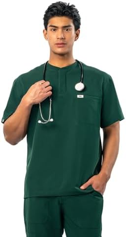 Peelz Karl Henley 2-Pocket Scrub Top for Men - Soft Stretch Fabric Scrubs, 3-Button Design Men's Scrub Tops, Comfort Fit