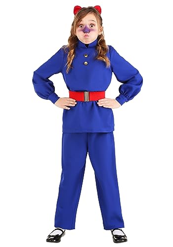 Girls Gum-Chewing Ticket Winner Halloween Costume | Kids Violet Outfit with Tunic, Pants, Belt, and Hair Bow Medium