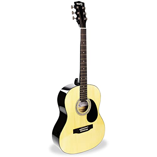 Image of RockJam Acoustic Guitar Superkit Includes Stand, Gig Bag, Tuner, Picks, Plectrum Holder, Spare Strings & Online Lessons 6 String Pack, Right, Natural, Full (RJW-101-N-PK)