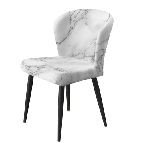 Image of Bar Stool Covers with Backs Height Mid Low Back Chair Protector White Marble Stain Resistant Bar Stool Chair Covers Counter Height Chair Covers Set of 2