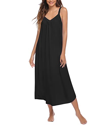 Ekouaer Womens Nightgown Sleeveless Long Night Gown Full Slip Sleep Dress Print Sleepwear Soft Lounge Dress