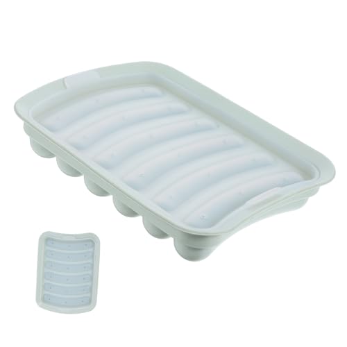 UKCOCO Molde de Silicona de Alimenticio para Salchichas y Hot Dogs Reutilizable y Resistente al Calor con Tapa para Hornear y DIY Color Verde para Bebés y Dulces Artesanales
