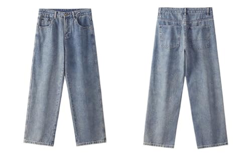 Jeans Pants Trouser Denim for Men Loose Fit Classic Washed Retro