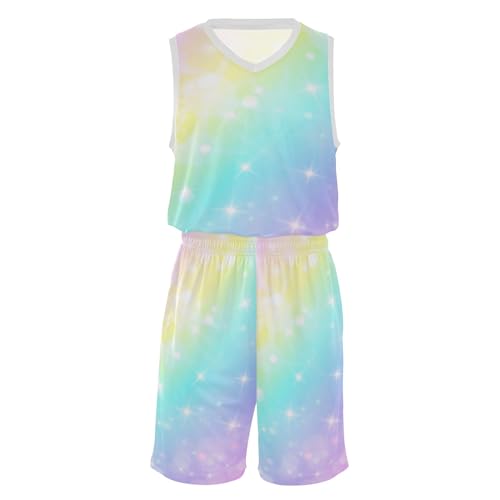 Gradient Rainbow Youth Basketball Jerseys Sportswear Boys' Youth Match-up Basketball Jersey Boys and Girls Basketball Jersey Set