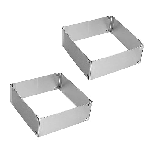 PEPLAYTAL 2 Piezas Molde De Torta Mousse Molde De Fondant Moldes Para Pasteles Rectangulares Molde Para Pastel Con Escala Lata De Pan Moldes Para Arcilla Plancha Acero Inoxidable Silver