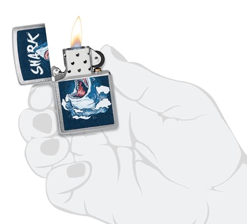 Encendedor Zippo con diseño tiburón y acabado cromado miniatura 5