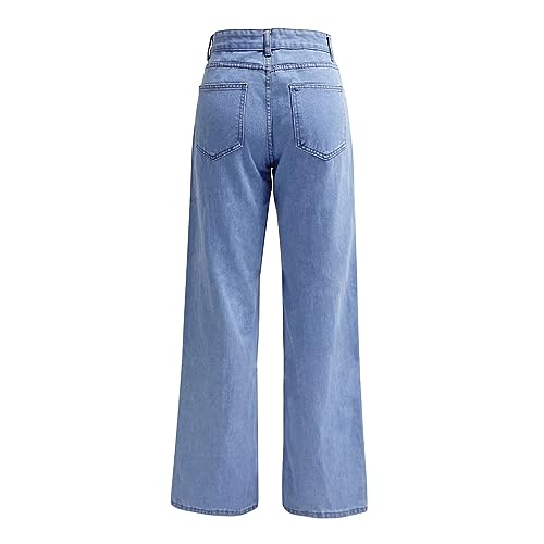 Womens Jeans High Waisted Straight Leg Pants Loose Stretchy Wide Leg Jeans with Pockets Casual Trendy Trousers4