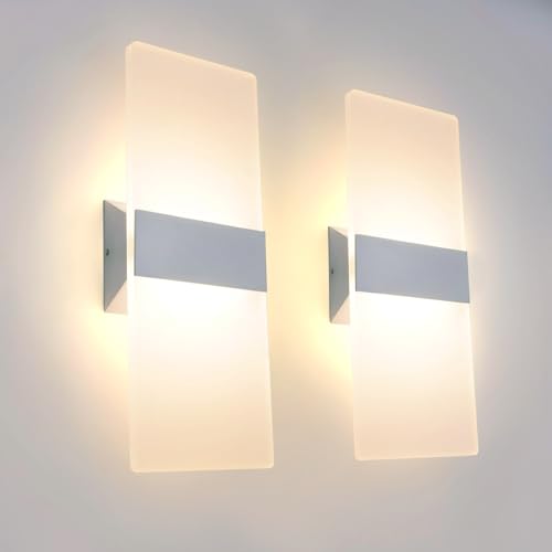 KICAAO 2 Stück Wandleuchte 12W 3000K Acry LED Wandleuchte Moderne Warmweiß für Flur Wohnzimmer Schlafzimmer Und andere Indoor-Szenen Nicht dimmbar KICAAO 2 Stück Wandleuchte 12W 3000K Acry LED Wandleuchte Moderne Warmweiß für Flur Wohnzimmer Schlafzimmer Und andere Indoor-Szenen Nicht dimmbar