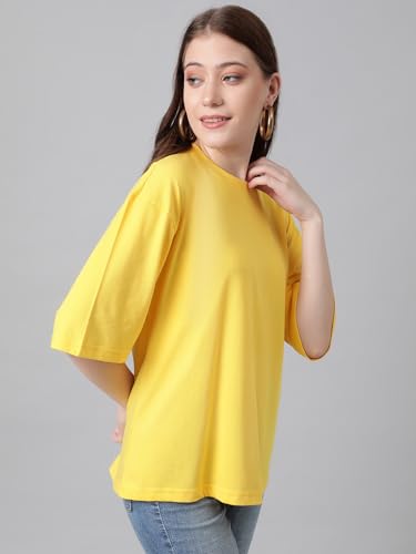 Image of KOTTY Women's Cotton Blend Solid Oversized T-Shirts