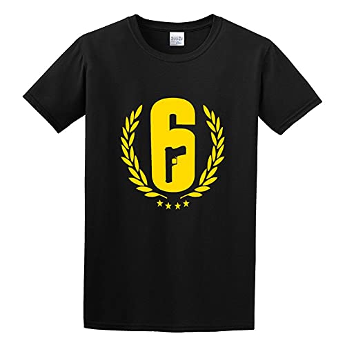 MAIZHECLUB Men's T-Shirt Feel Soft Rainbow Six Siege Logo Graphic Design Soft and Light Black M