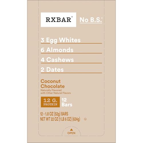 RXBAR Protein Bars, 12g Protein, Gluten Free Snacks, Coconut Chocolate, 22oz Box (12 Bars) - image 8