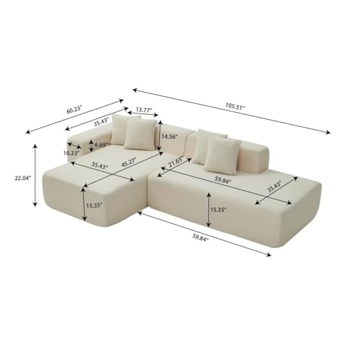 Image of Modern Classic L Shape Sectional Sofa Set, Chesterfield Style 4 Seater Sofa Set with Pillows for Living Room, Bedroom and Office and Hallway Colour (Brown L-S)
