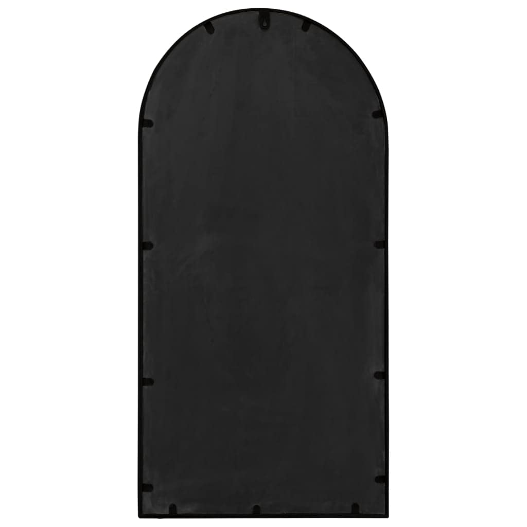 Espejo de jardín negro de hierro con efecto oxidado, 90 x 45 cm, espejo de pared para exterior, espejo decorativo con marco de cristal para decoración de jardín y reflexión de la luz