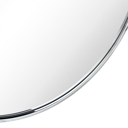 Image of TEHOME Round Chrome 30 inch, Polished Silver Circle Metal Frame Bathroom Round Mirror for for Vanity & Entrway