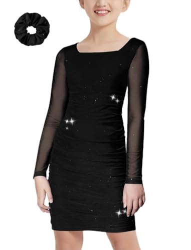 EXARUS Girls Long Sleeve Spring Easter Dress Teen Sparkly Tween