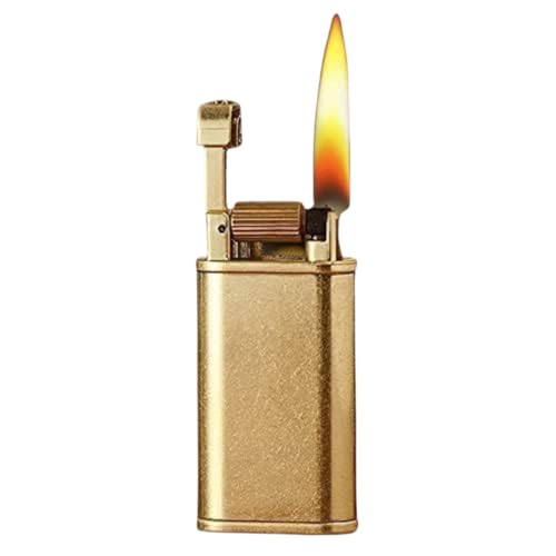 Image of Smoke King Vintage Brass Lighter Lift Arm Retro Design, Covered Windproof Flame, Antique Style, Lighter for Men (Fuel Not Included)
