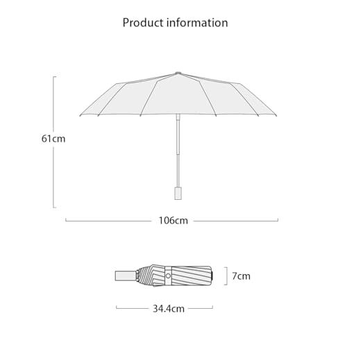 Guarda Chuva Automático Cinzento 12 Varetas Sombrinha Reforçada Dobrável com Proteção UV