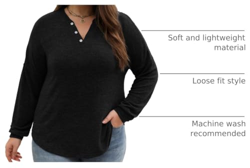 Image of Gloria&Sarah Womens Plus Size Tops Long Sleeve Henley Shirts Fall Fashion Oversized Sweatshirt Tunic Sweaters L-4XL
