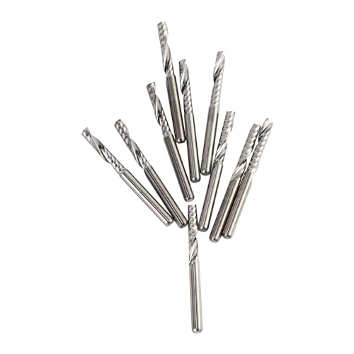Image of Leadigol 10pcs Flutes Square Nose End Mill Set Power Milling Machine Carbide Flute Tools,Milling Cutter Flat Nose End Engraving Tool CNC Woodworking Kit Single Flute Carbide Milling Accessories