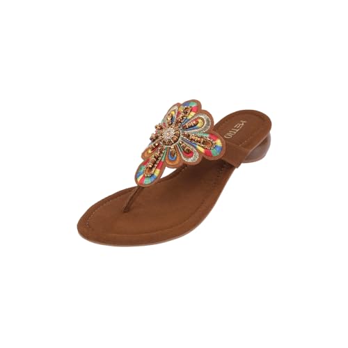 Image of Metro Women Fashion /Ethnic Embroidered Heel Slip-on Sandal