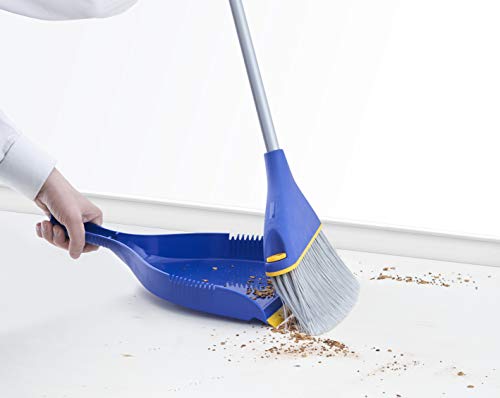 Superio Clip-On Dustpan - Heavy Duty Plastic, Easy Grip Clip-On Dust Pan With Rubber Edge, Detailed Sweeping Debris, Fits Standard Brooms Home & Commercial Dusting & Cleaning Tool, Blue, 2-Pack #TOP4