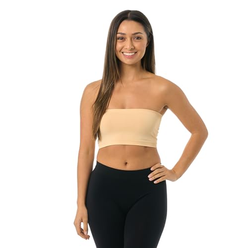 Malibu Sugar Women's Bandeau Tube Top Bras - Seamless Strapless Bra Tube Tops Comfortable and Versatile (Fits Sizes XS-S)