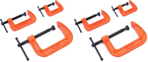 Image of PONY Malleable Iron C-Clamp Set, 3-Piece, (1 inch, 2 inch, 3 inch) (Pack of 2)