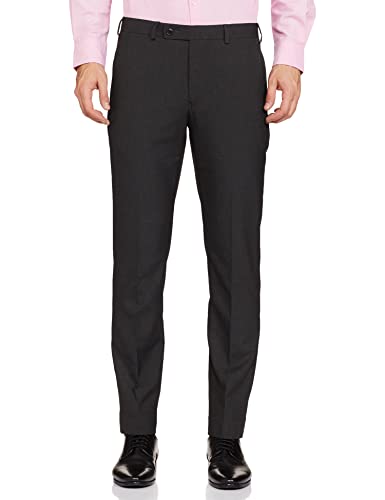 Image of Park Avenue Men Men's PLEATLESS Smart FIT Dark Grey Formal Trouser