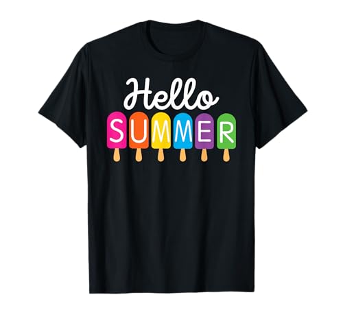 Hello Summer Vacation Beach Ice Cream Popsicle Summer Vibes T-Shirt for Men Women Kids