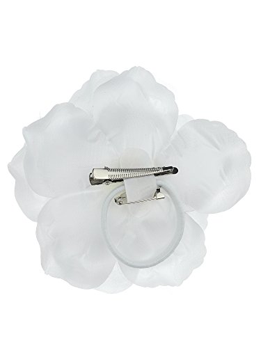 Image of Women's Multifunction Rose Flower Sheer Petal Brooch Pin Hair Tie Clip