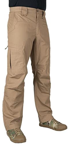 LAPG Mens Atlas Stretch Tactical Cargo Pants Coyote-Regular Fit 46 x Unhemmed