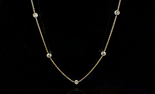 Nyc Sterling Women Gold Plated Sterling Silver 3Mm Round Cubic Zirconia Station Necklace 16"-30" (16) #TOP1