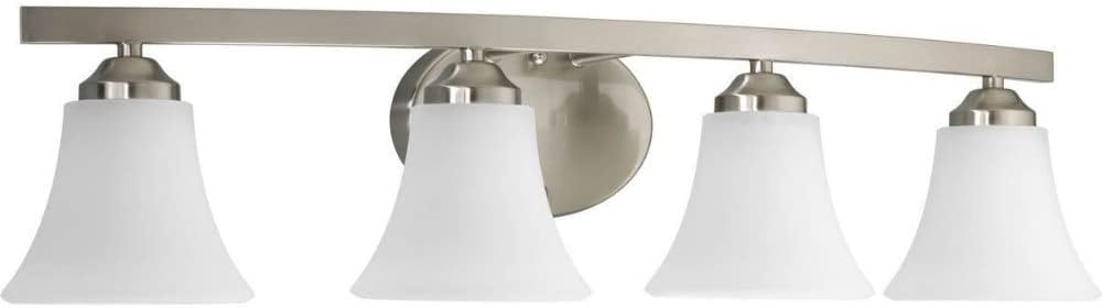 Progress Lighting P2011-15 Adorn Etched Glass Traditional Bath Vanity Light, 28.25 in x 7.5 in x 6.625 in, 4-Light, Polished Chrome