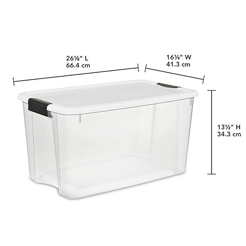 Sterilite 4 Sets of 70-Quart & 6 Sets of 18-Quart Heavy-Duty Stackable Storage Container Tote, Clear Base w/White Latch lid for Home Organization - image 2